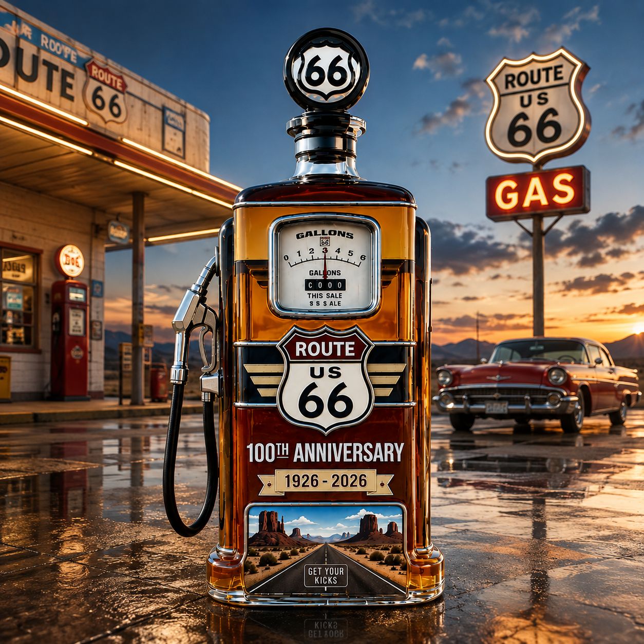 Route 66 100th Anniversary Whiskey Decanter