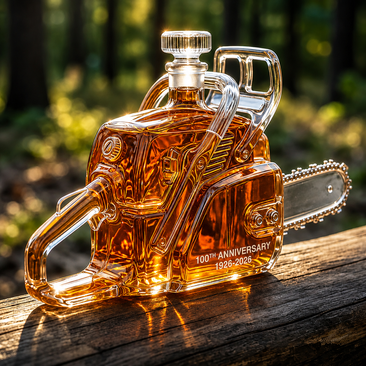 Chainsaw 100th Anniversary Whiskey Bottle