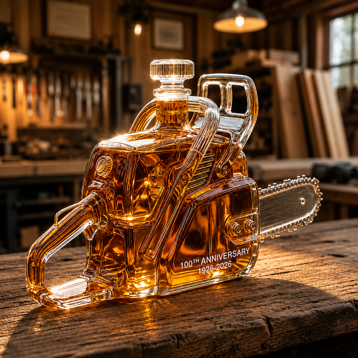 Chainsaw 100th Anniversary Whiskey Bottle
