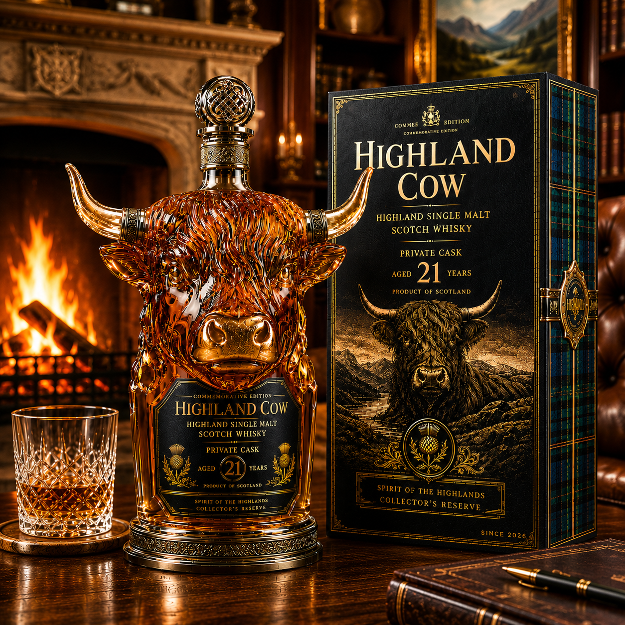 Highland Cow Private Cask 21-Year Whiskey Decanter