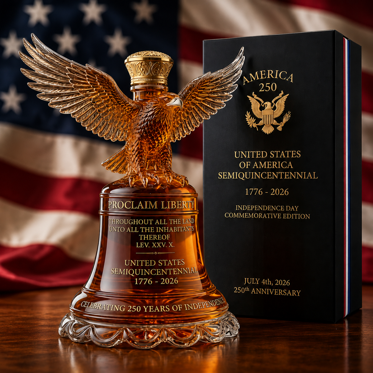 U.S. 250th Anniversary Liberty Bell Whiskey Bottle