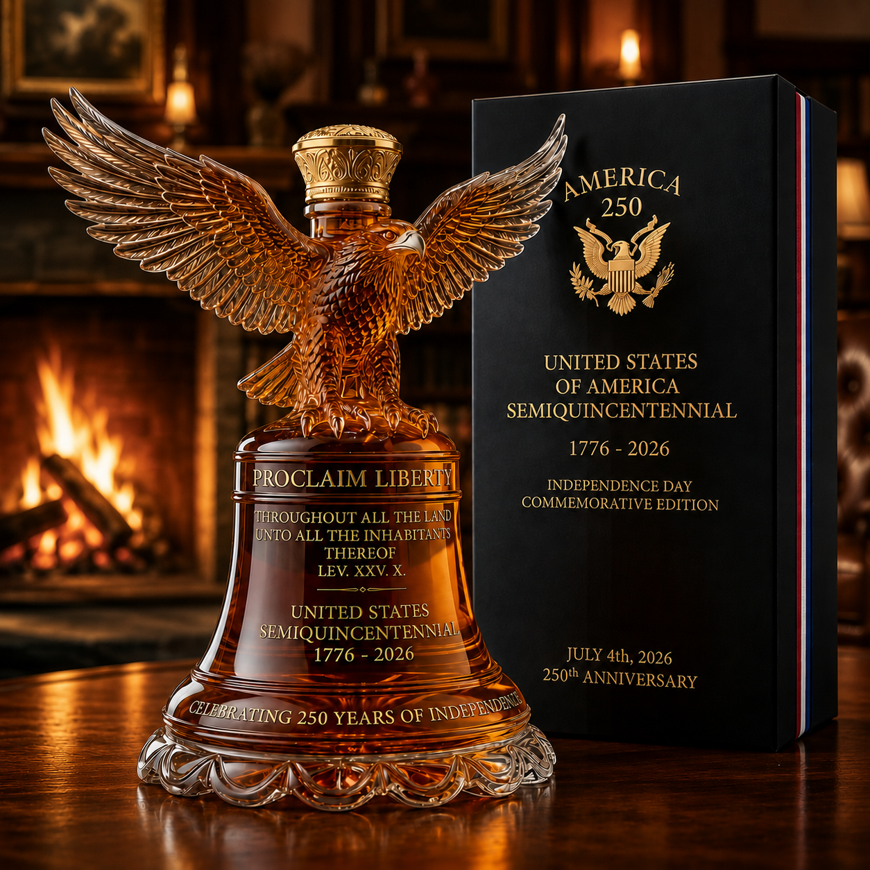 U.S. 250th Anniversary Liberty Bell Whiskey Bottle