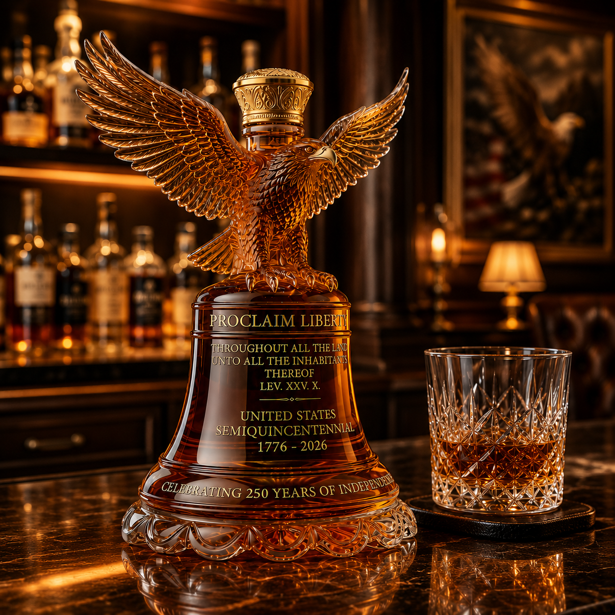 U.S. 250th Anniversary Liberty Bell Whiskey Bottle
