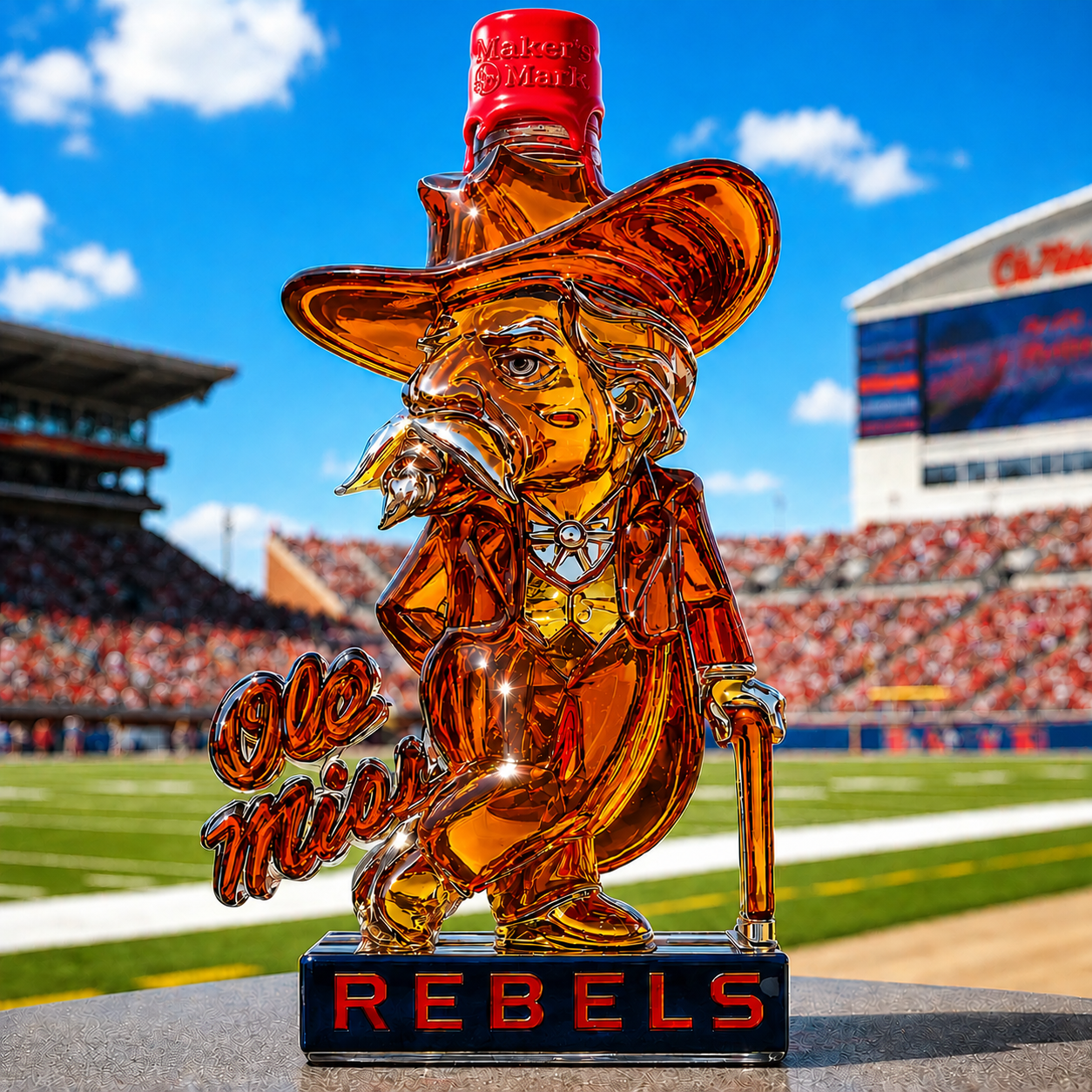 Ole Miss Rebels Whiskey Bottle