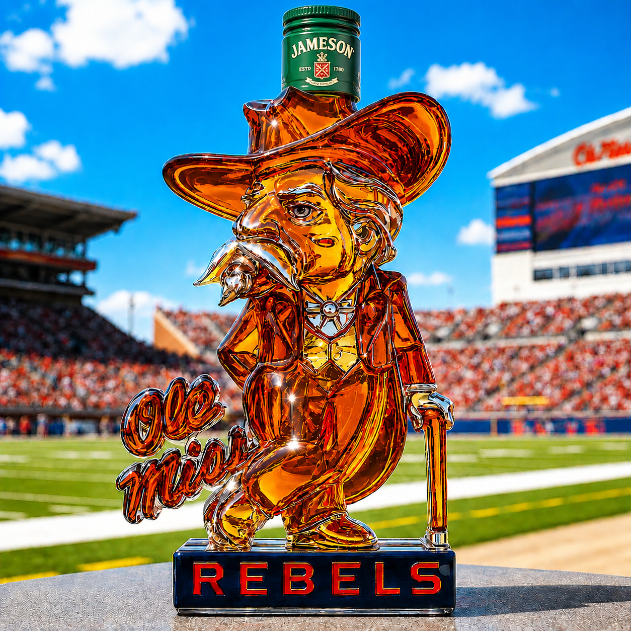 Ole Miss Rebels Whiskey Bottle