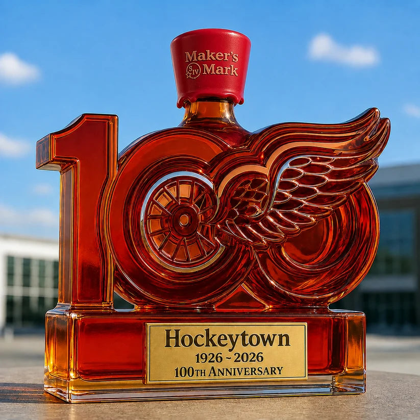 Detroit Red Wings 100th Anniversary Whiskey Bottle