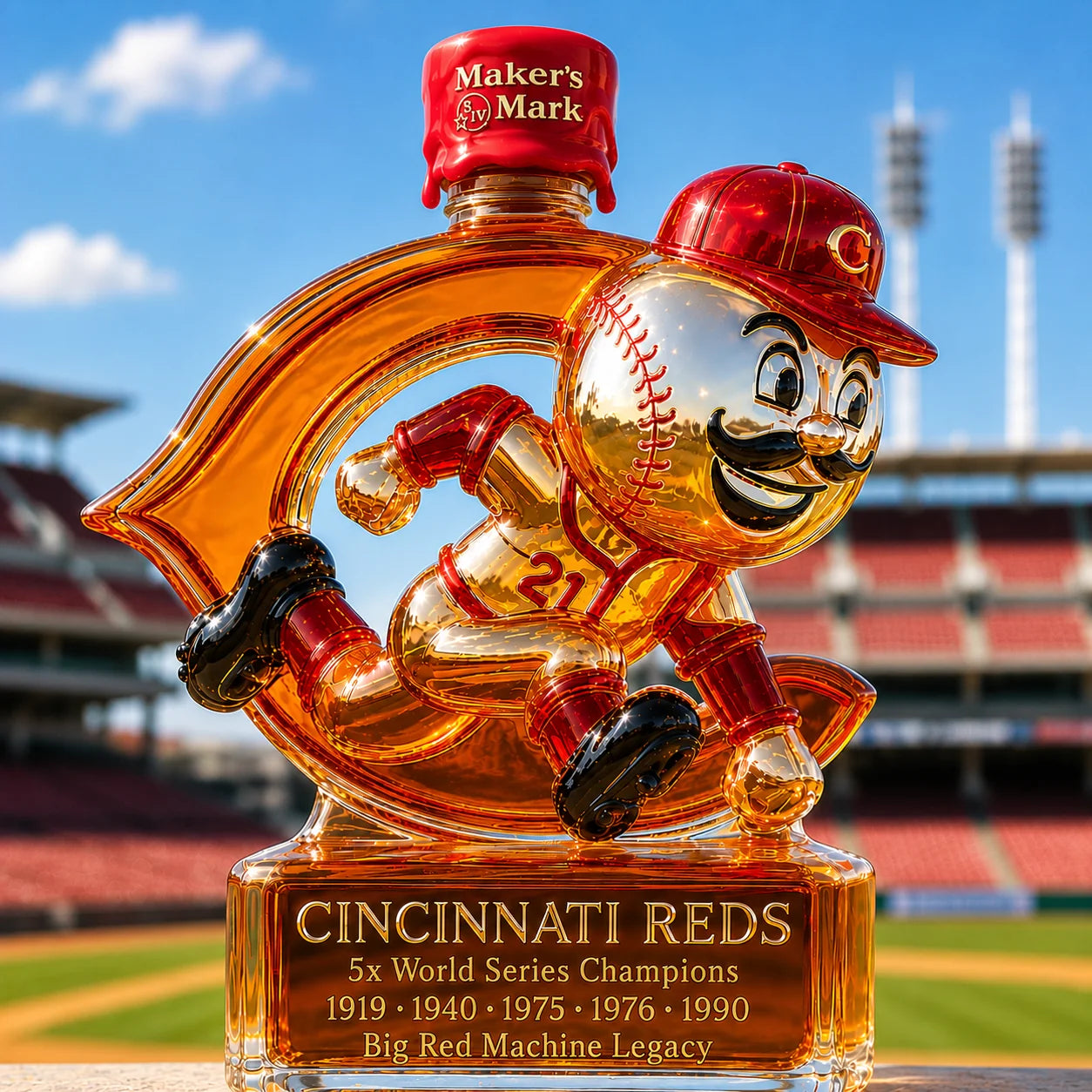Cincinnati Reds Whiskey Bottle