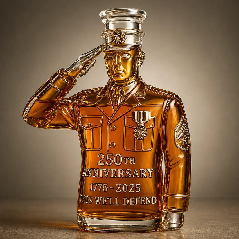 250th Anniversary Military Commemorative Veterans Salute Whiskey Bottle
