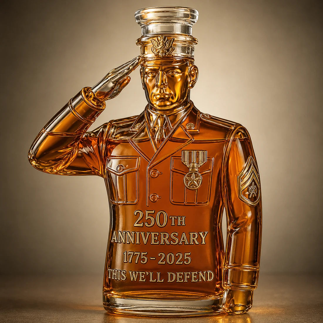 250th Anniversary Military Commemorative Veterans Salute Whiskey Bottle