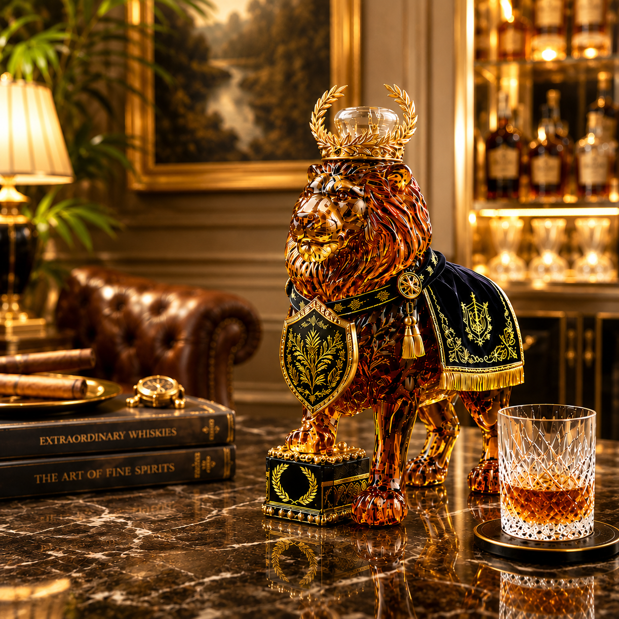 Lion Design Whiskey Bottle