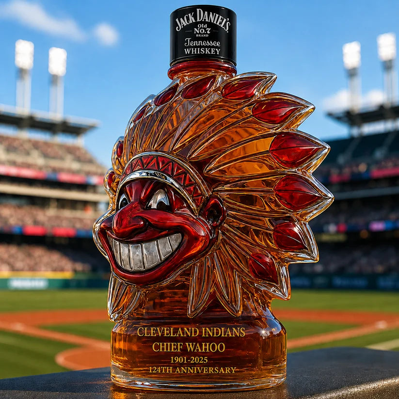 Cleveland Indians 124th Anniversary Whiskey Bottle