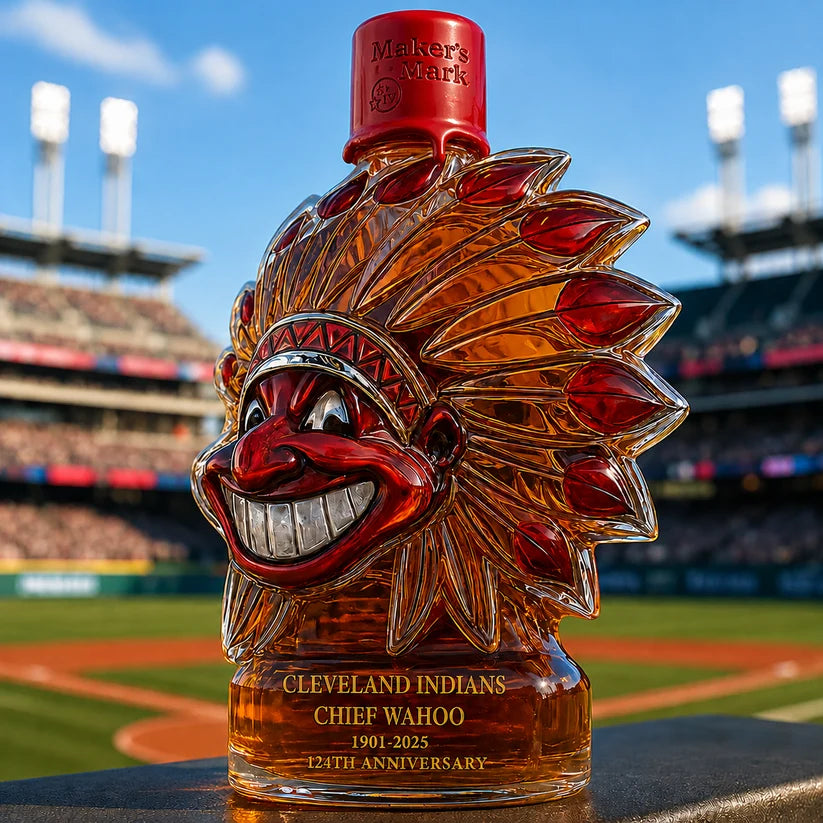 Cleveland Indians 124th Anniversary Whiskey Bottle