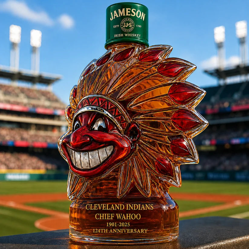 Cleveland Indians 124th Anniversary Whiskey Bottle