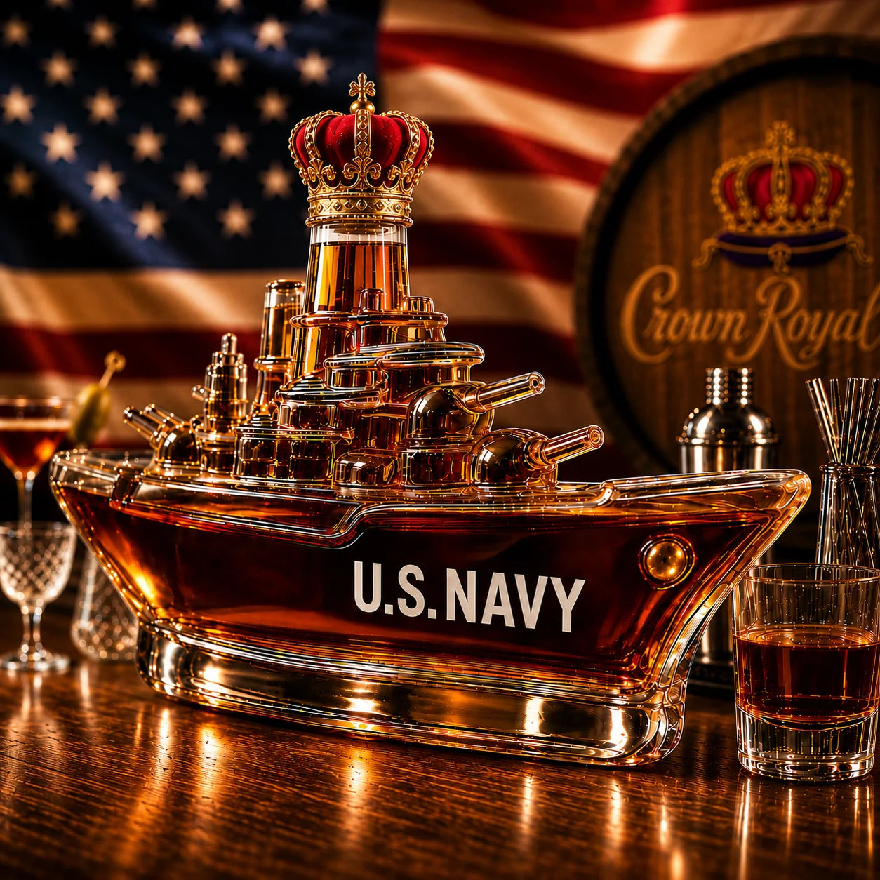 US Navy Battleship Whiskey Bottle