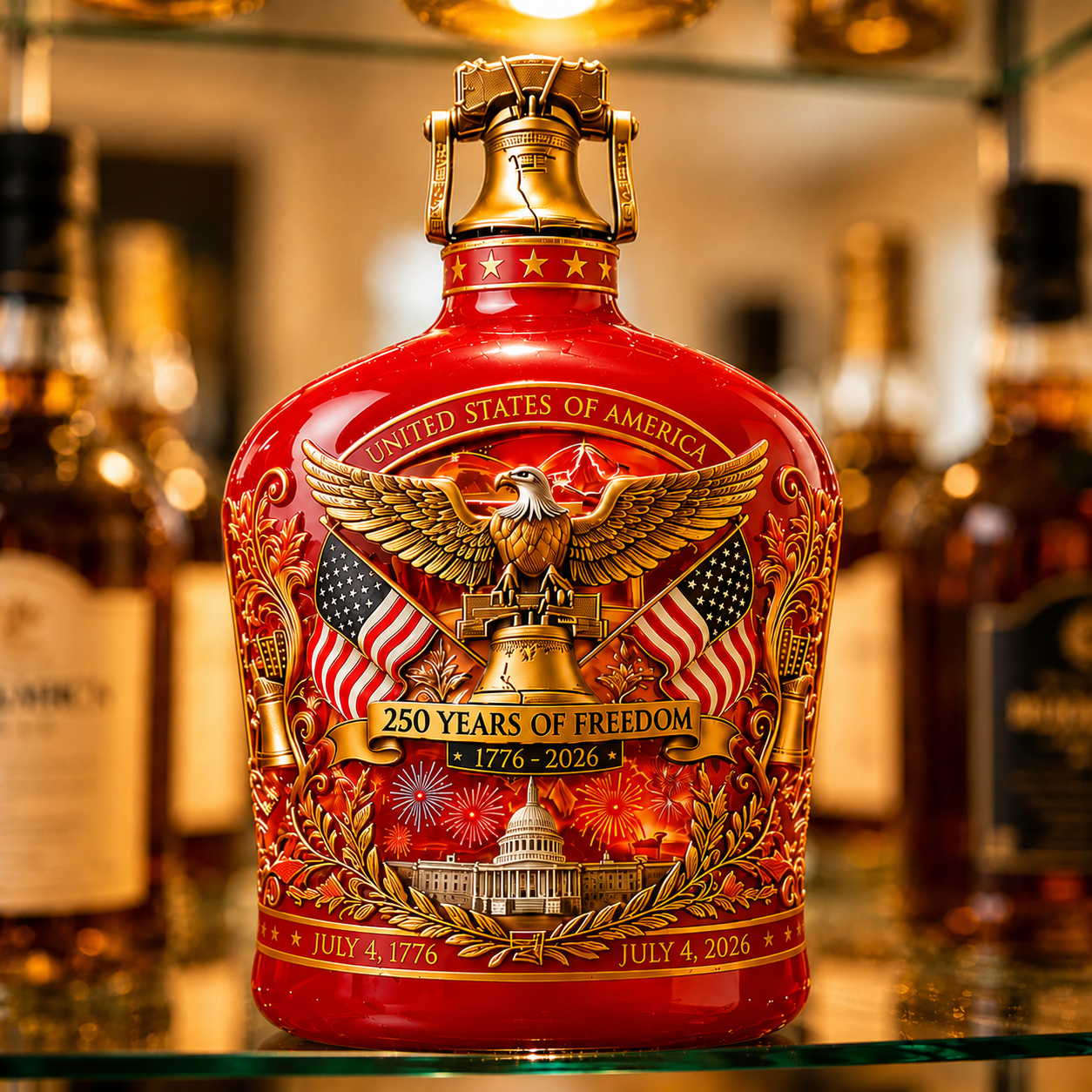 US 250th Anniversary Commemorative Whiskey Bottle