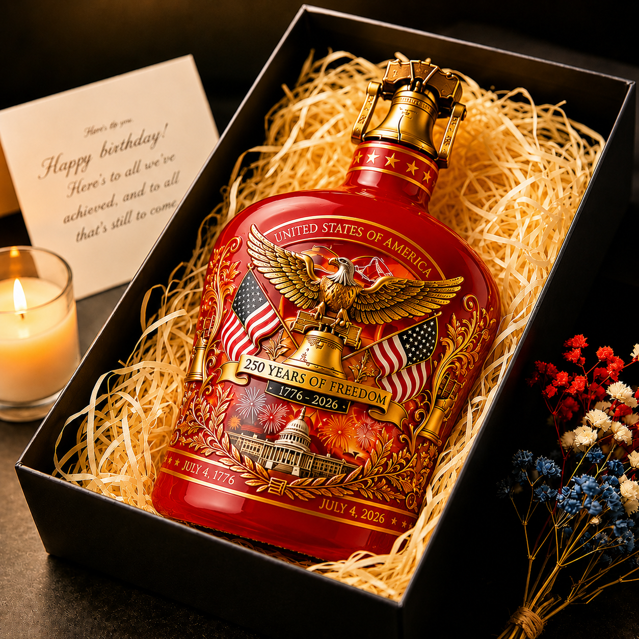 US 250th Anniversary Commemorative Whiskey Bottle