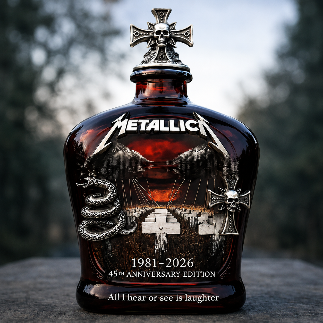 Metallica 45th Anniversary 1981-2026 Whiskey Bottle