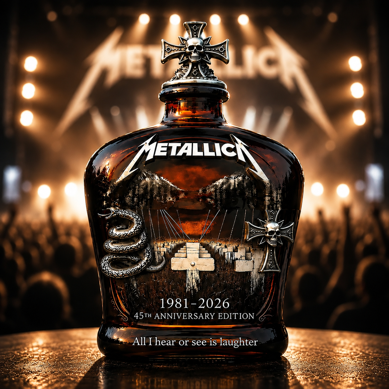 Metallica 45th Anniversary 1981-2026 Whiskey Bottle