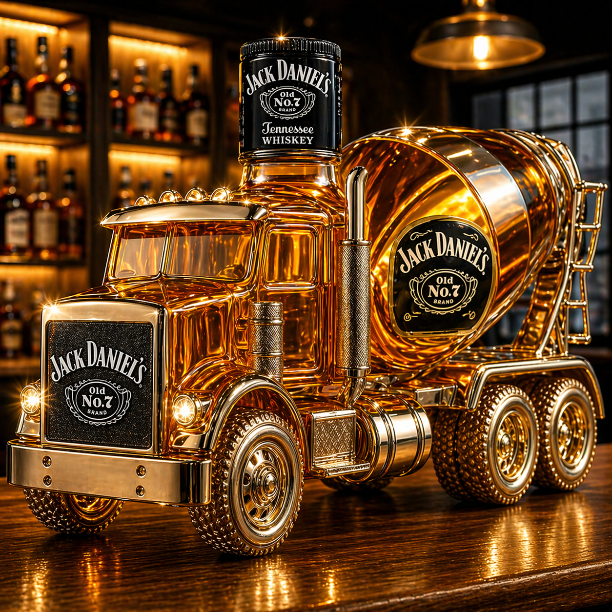 Cement Mixer Truck Whiskey Bottle