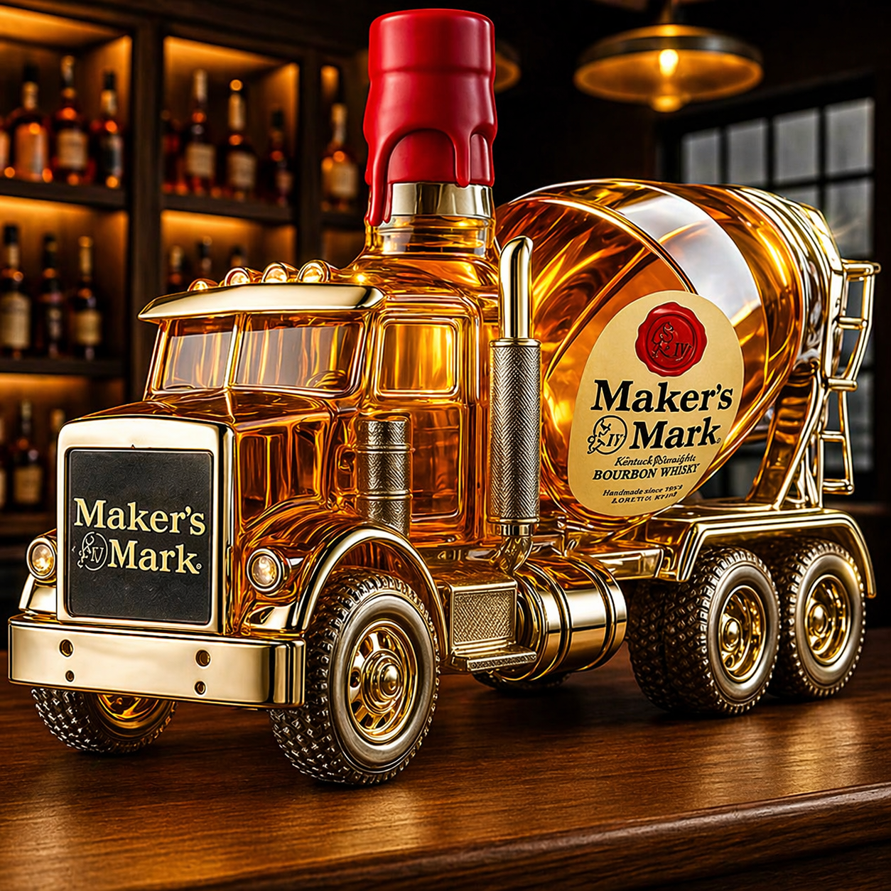 Cement Mixer Truck Whiskey Bottle