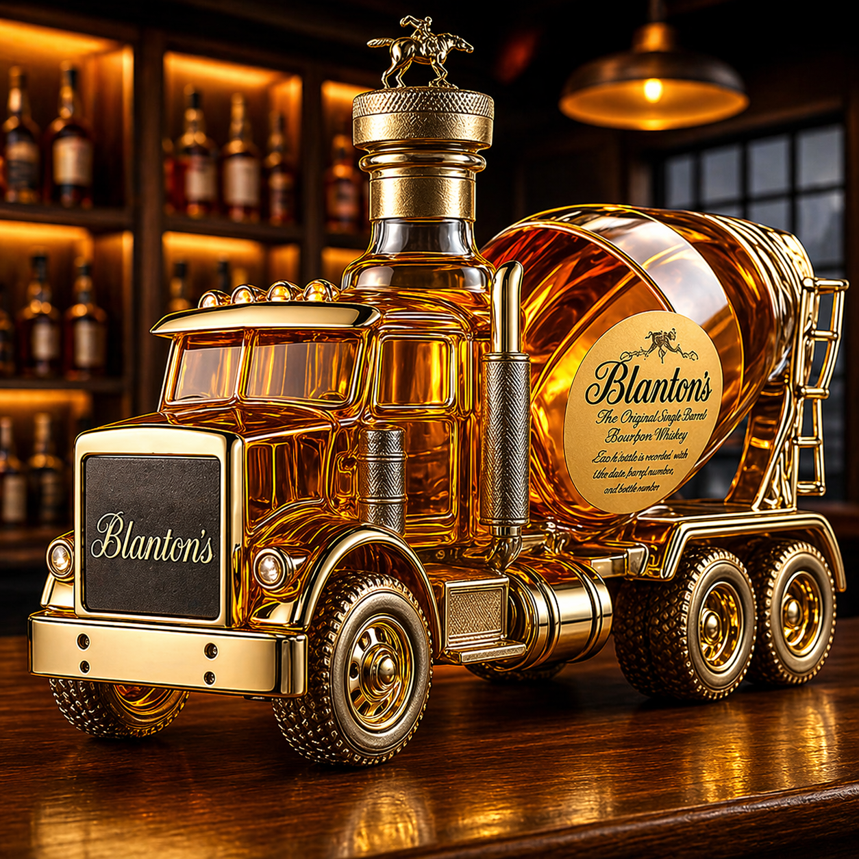 Cement Mixer Truck Whiskey Bottle