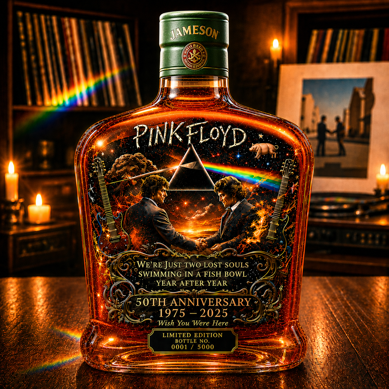 Pink Floyd – “Wish You Were Here” 50th Anniversary Collector’s Whiskey Bottle