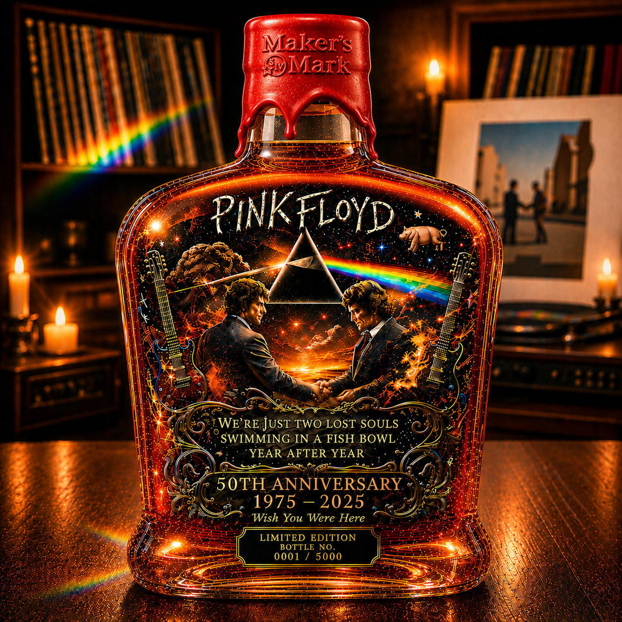 Pink Floyd – “Wish You Were Here” 50th Anniversary Collector’s Whiskey Bottle