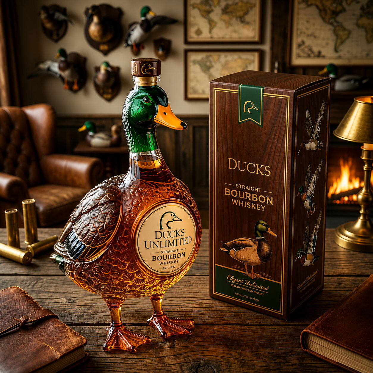 Ducks Unlimited 3D Mallard Bourbon Whiskey Bottle