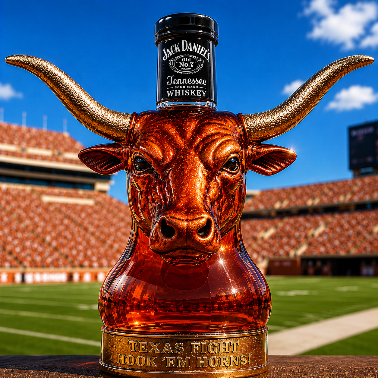 Texas Longhorns Football Whiskey Bottle