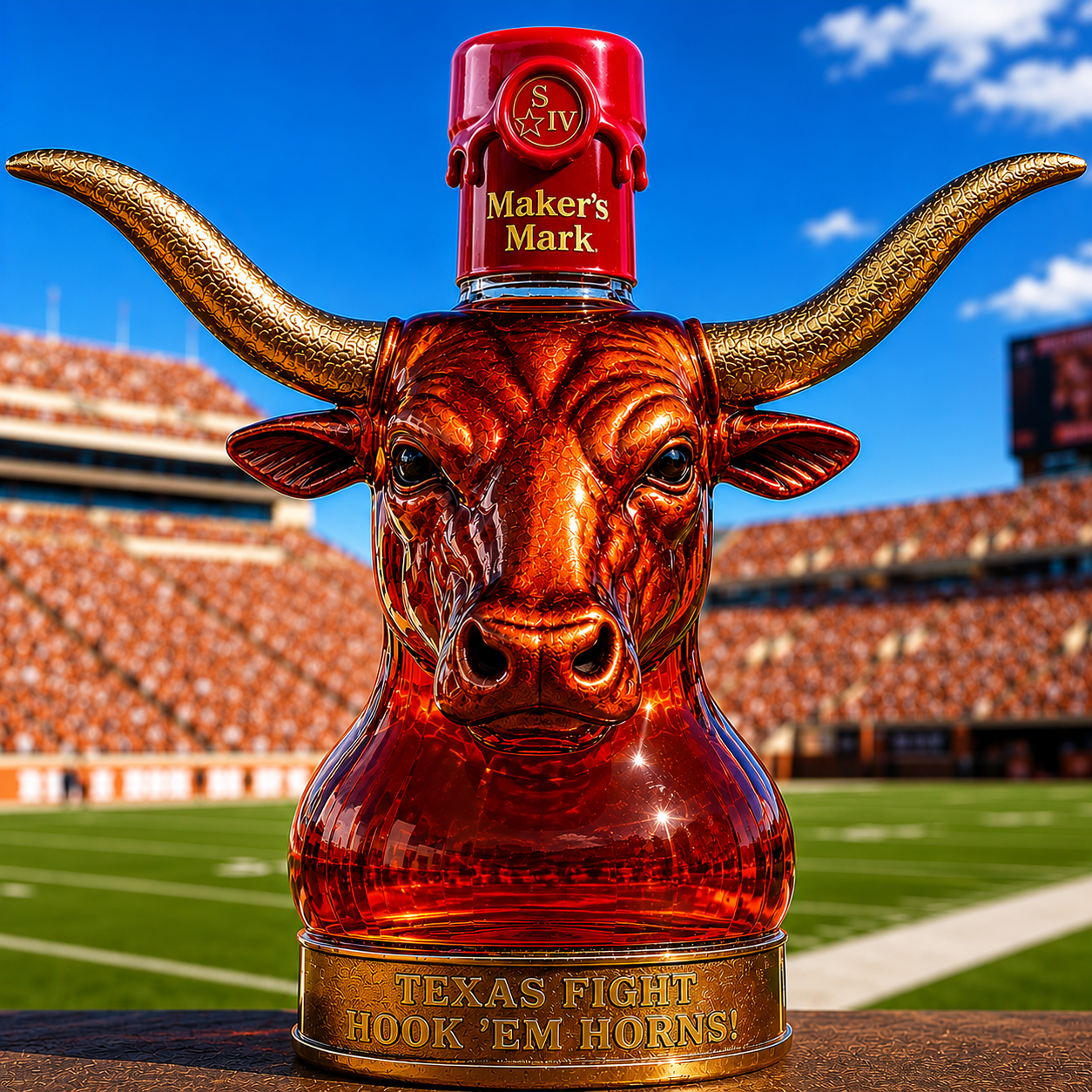 Texas Longhorns Football Whiskey Bottle