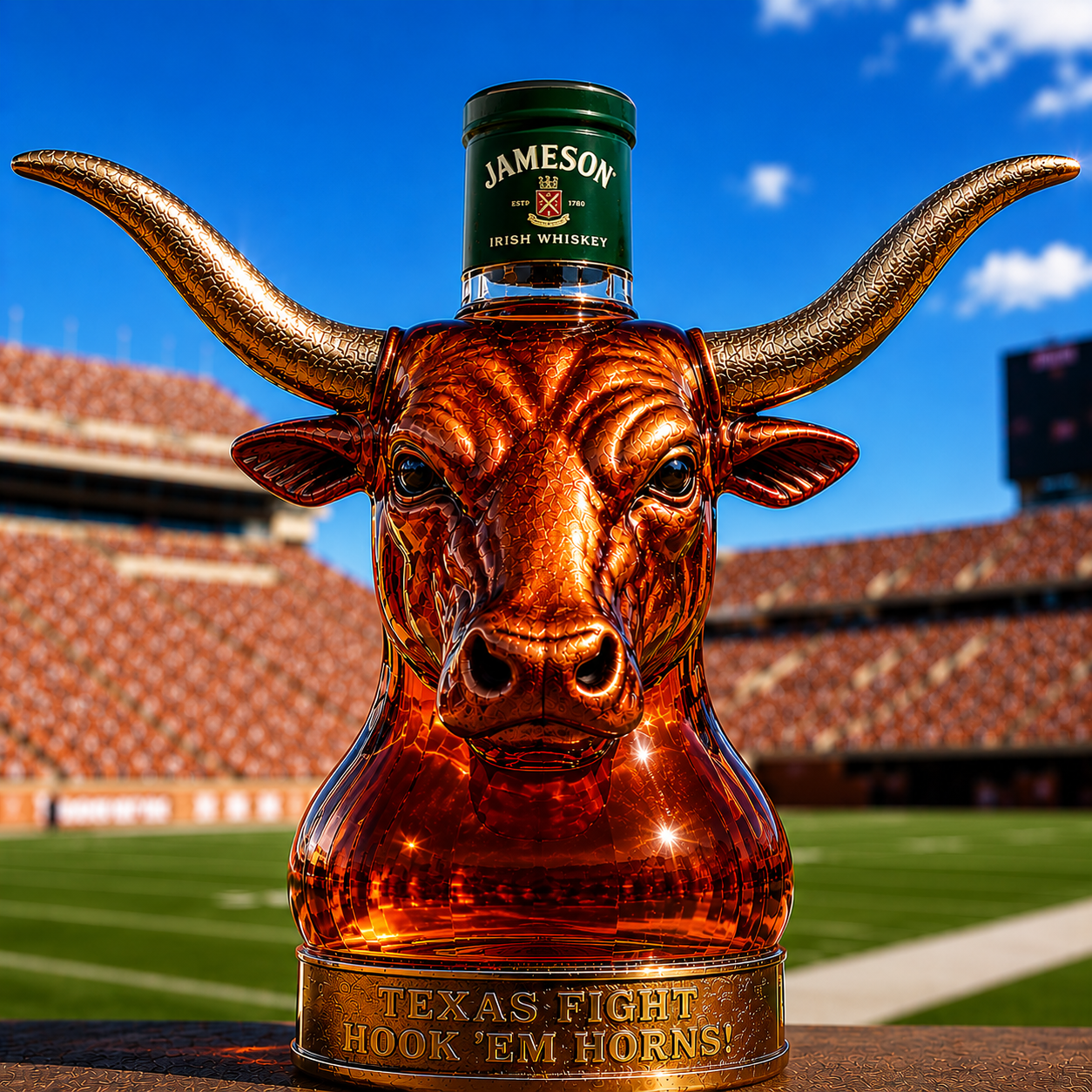 Texas Longhorns Football Whiskey Bottle