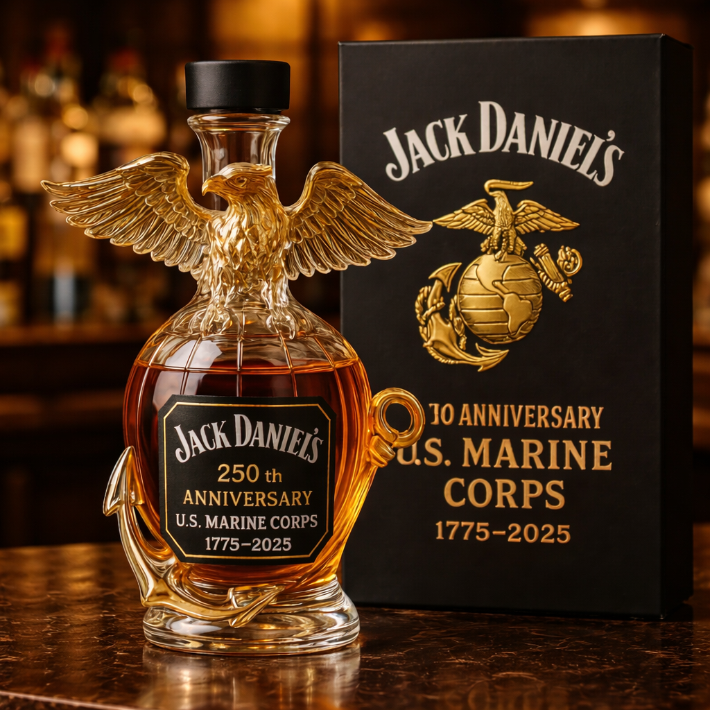 U.S. Marine Corps 250th Anniversary Commemorative Whiskey Bottle