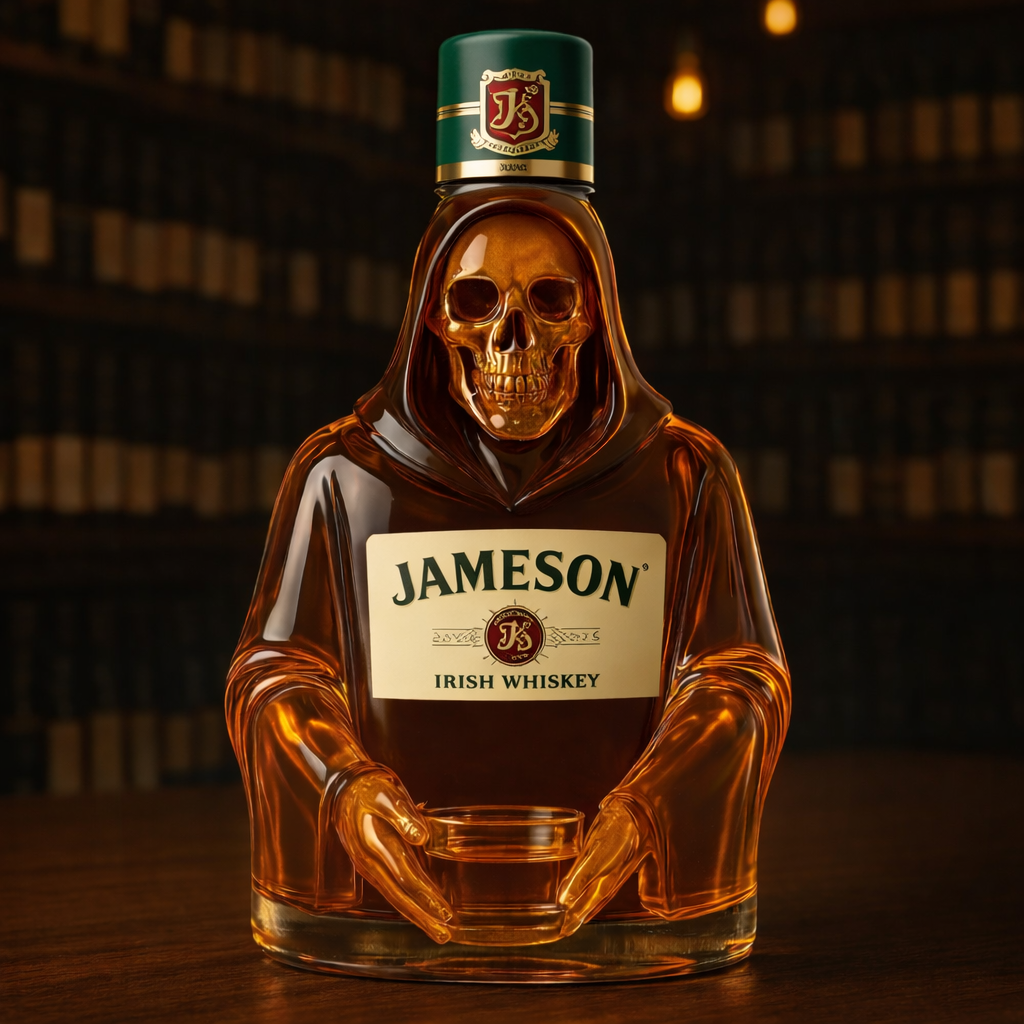 Unique Skeleton Design Whiskey Bottle