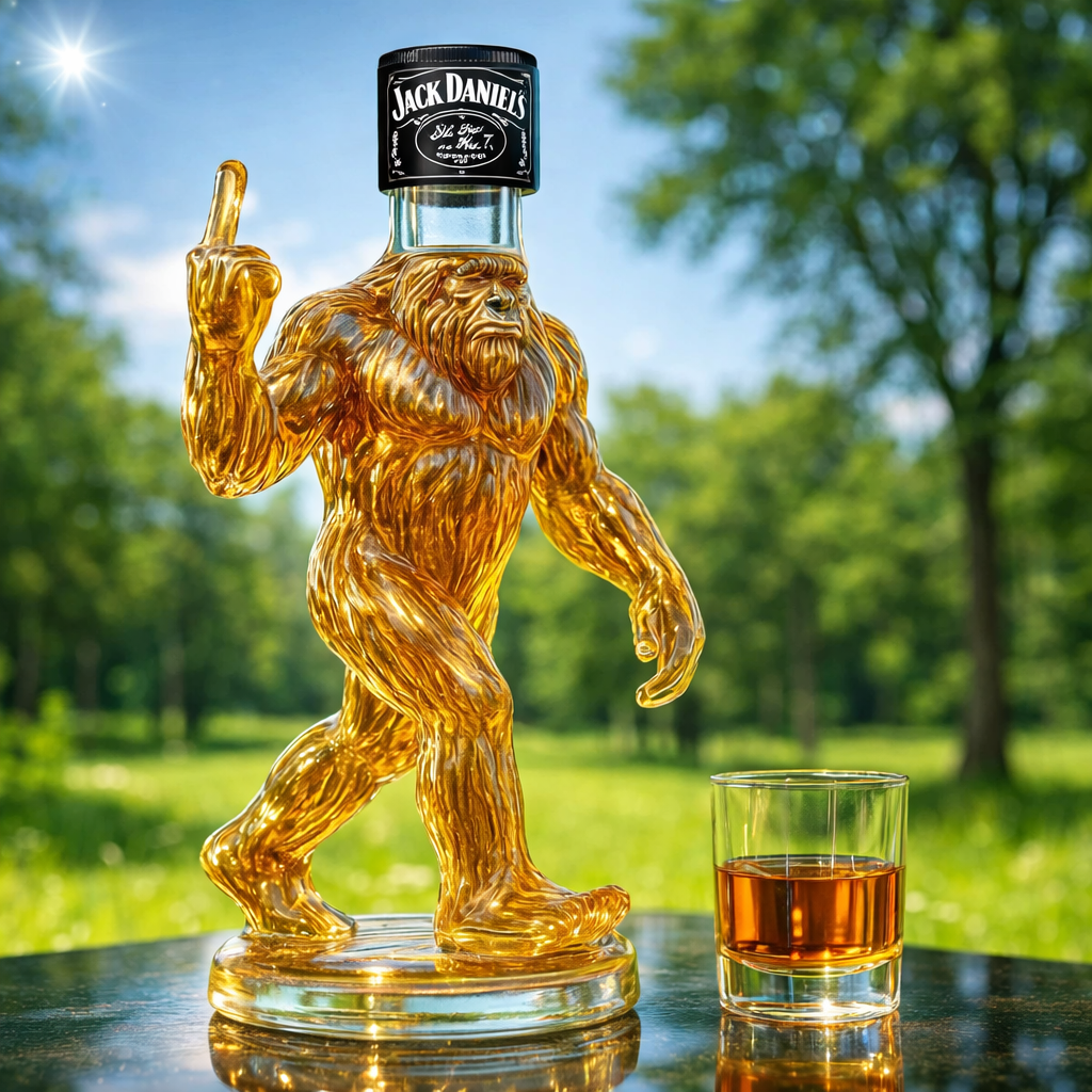 Funny Bigfoot Whiskey Bottle