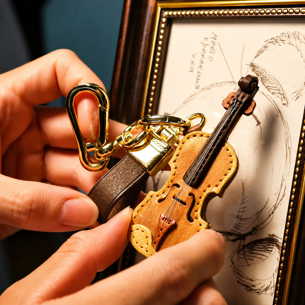 Crafted Leather Violin & Cello Keychain