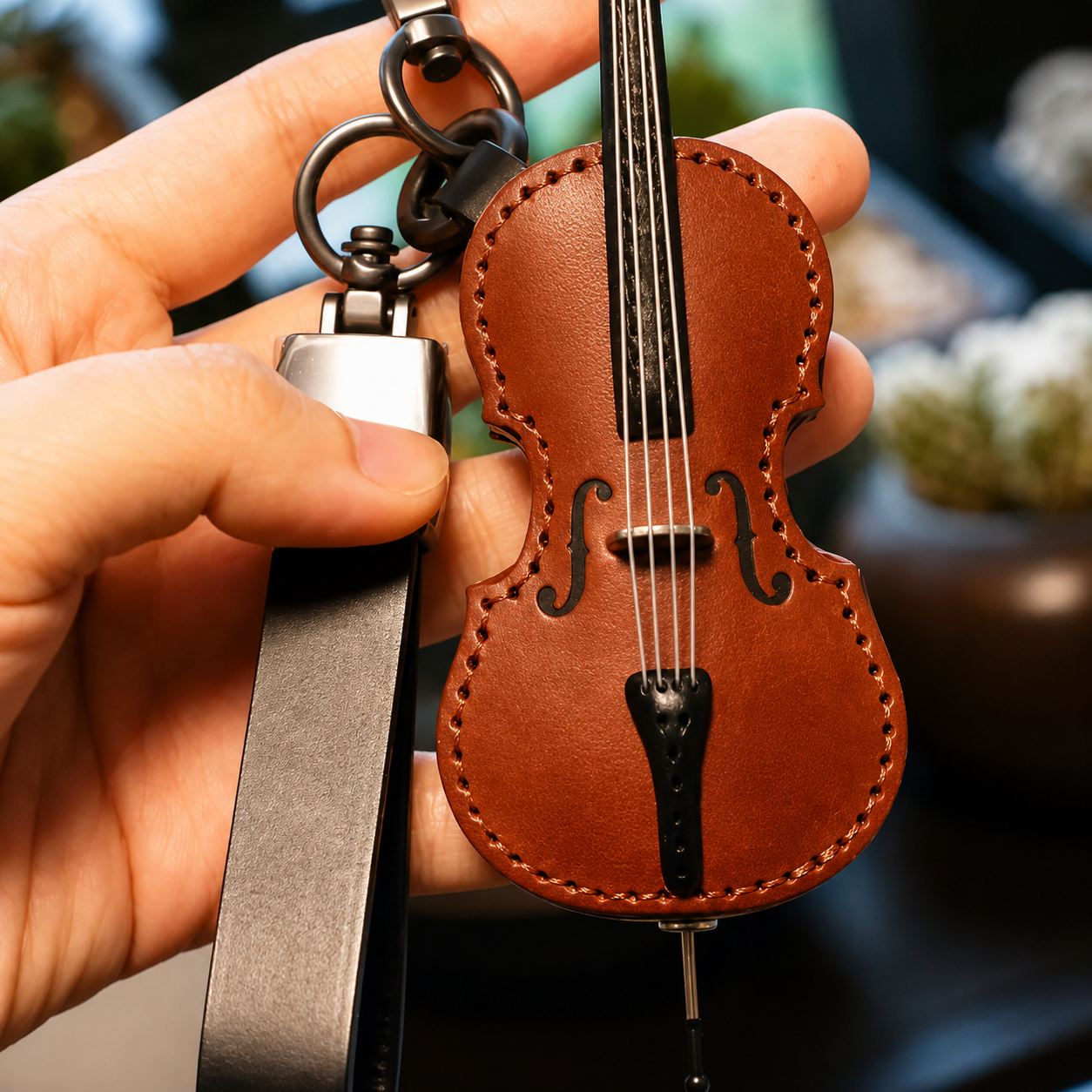 Crafted Leather Violin & Cello Keychain