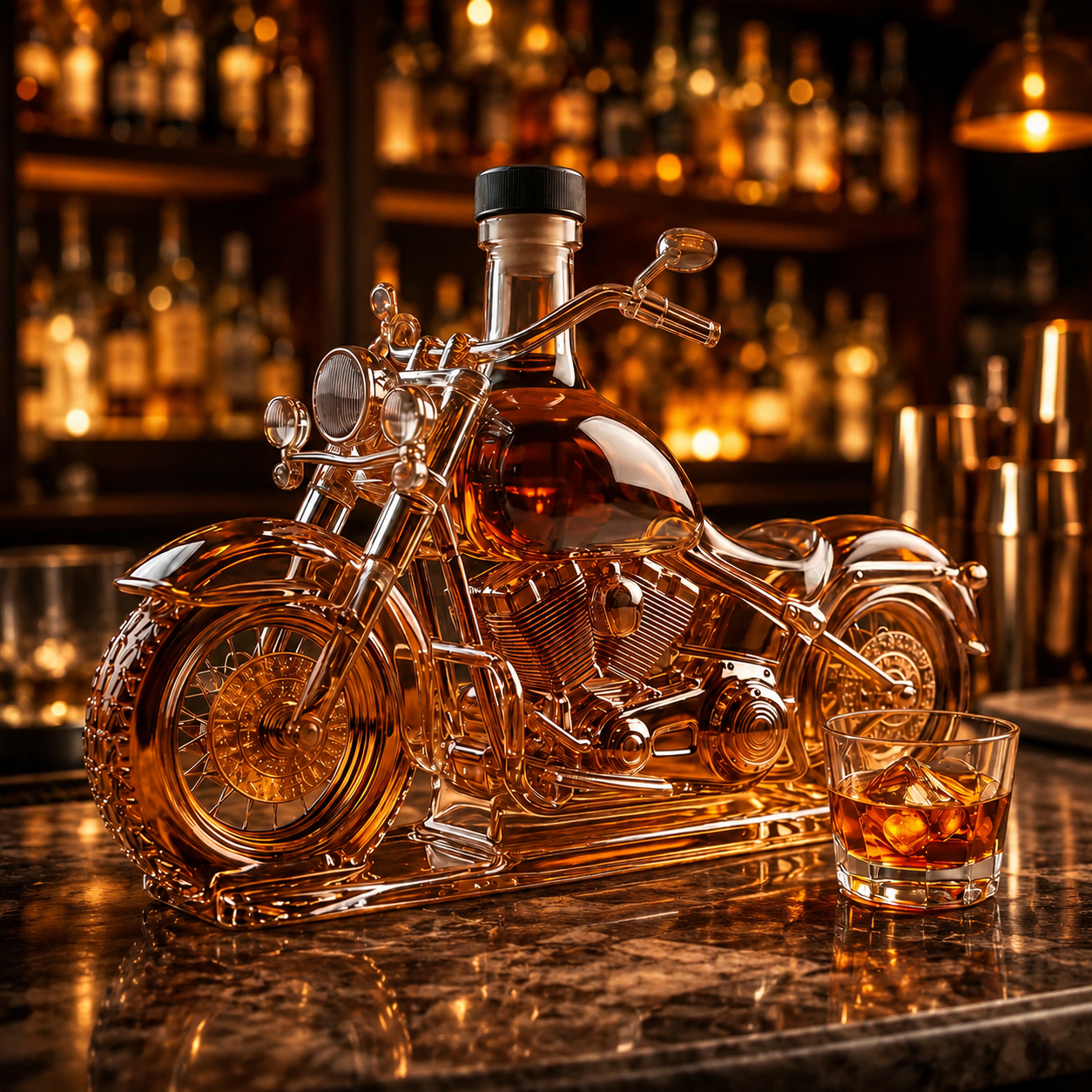 Motorcycle Whiskey Bottle