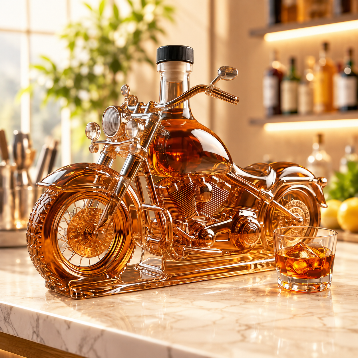 Motorcycle Whiskey Bottle