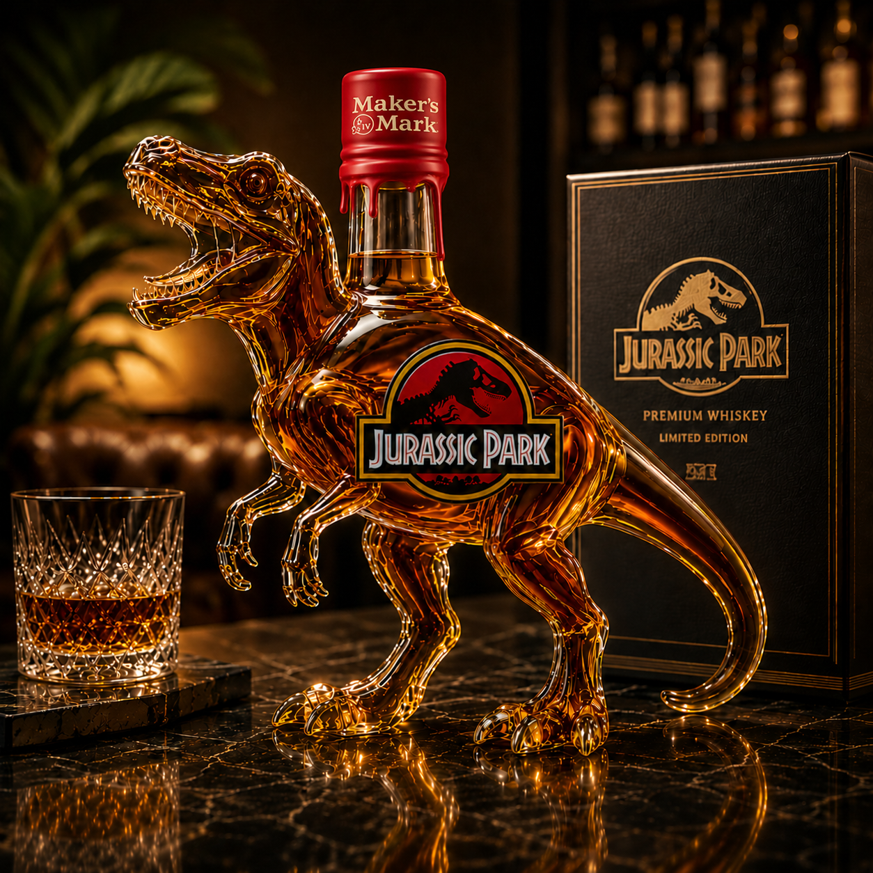 Jurassic Park Velociraptor Whiskey Decanter