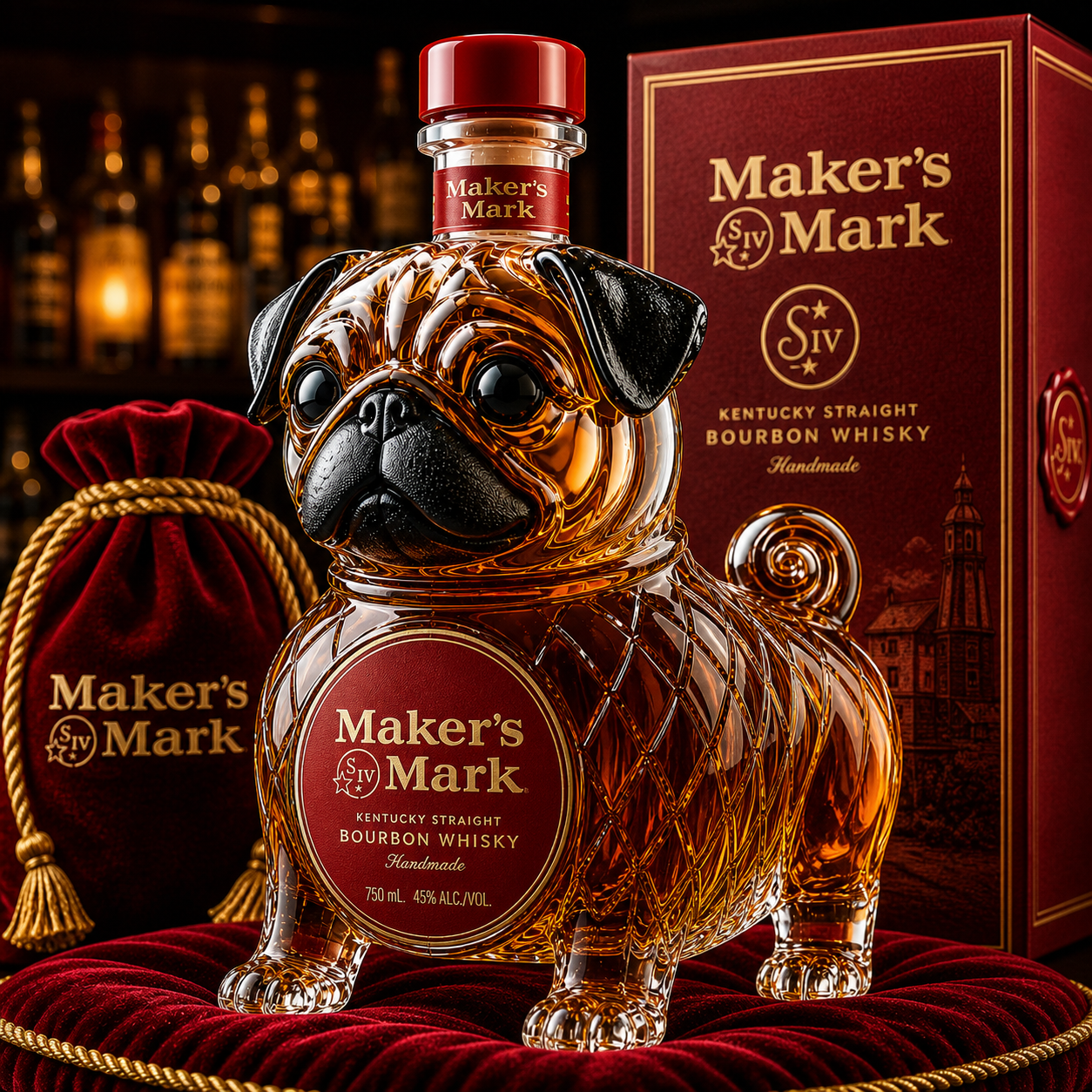 Pug Whiskey Bottle
