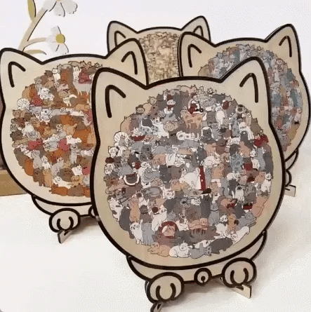 Cat Shaped Wooden Jigsaw Puzzle