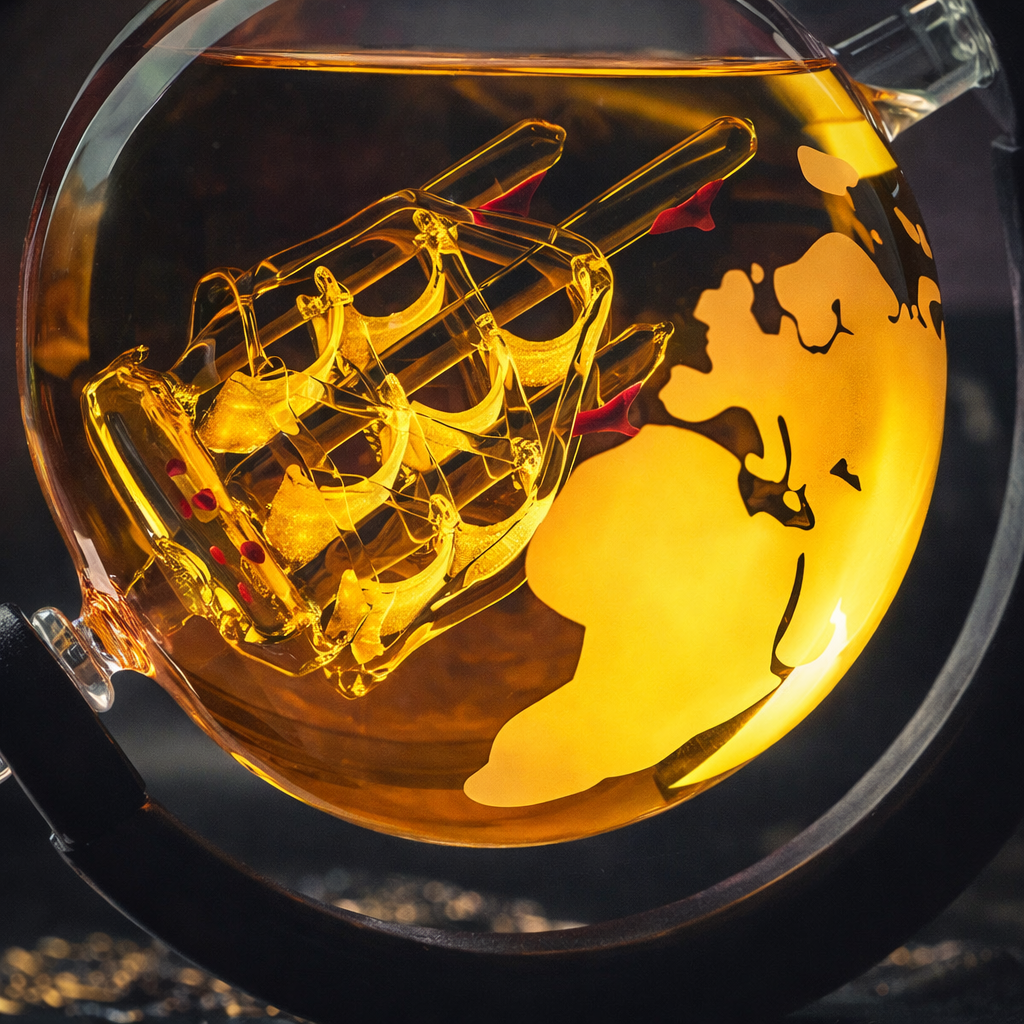 Antique Globe Whiskey Decanter Set