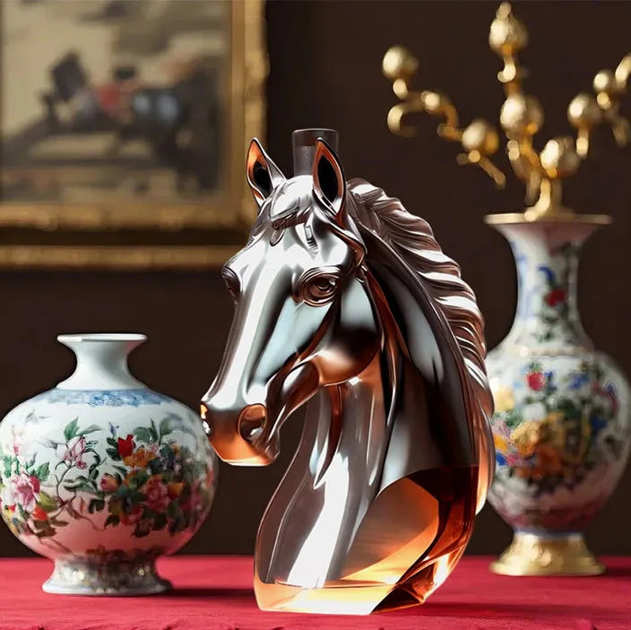 Handblown Horse Whiskey Bottle