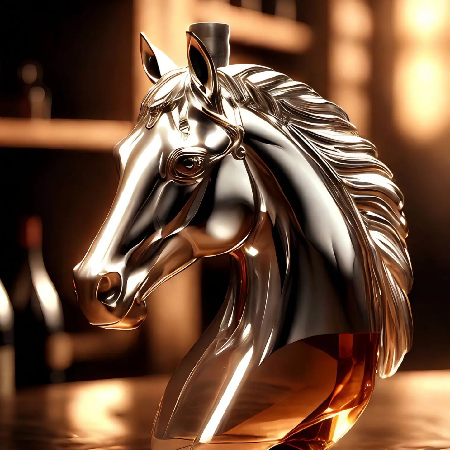 Handblown Horse Whiskey Bottle