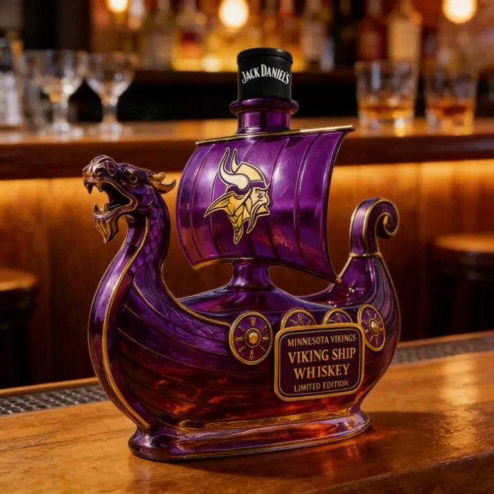 Minnesota Vikings Dragon‐head Ship Custom Whiskey Bottle