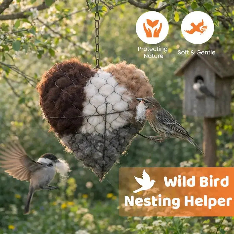 Handmade Alpaca Fiber Bird Nesting Heart