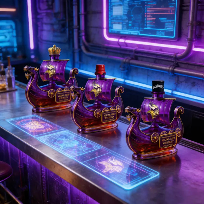 Minnesota Vikings Dragon‐head Ship Custom Whiskey Bottle