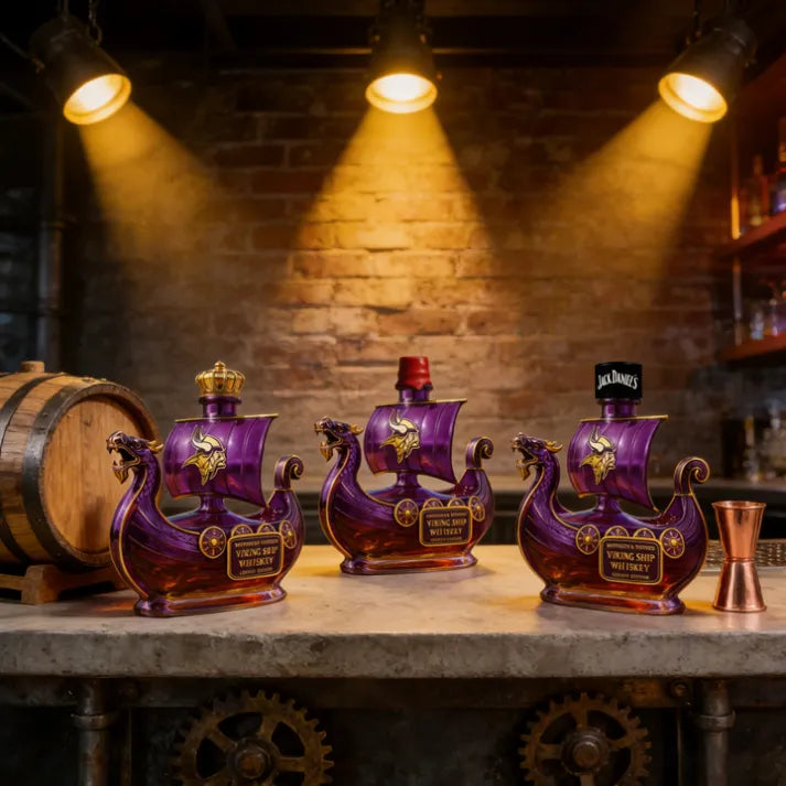 Minnesota Vikings Dragon‐head Ship Custom Whiskey Bottle