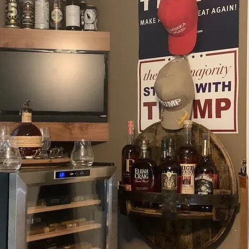 Bourbon whiskey barrel shelf
