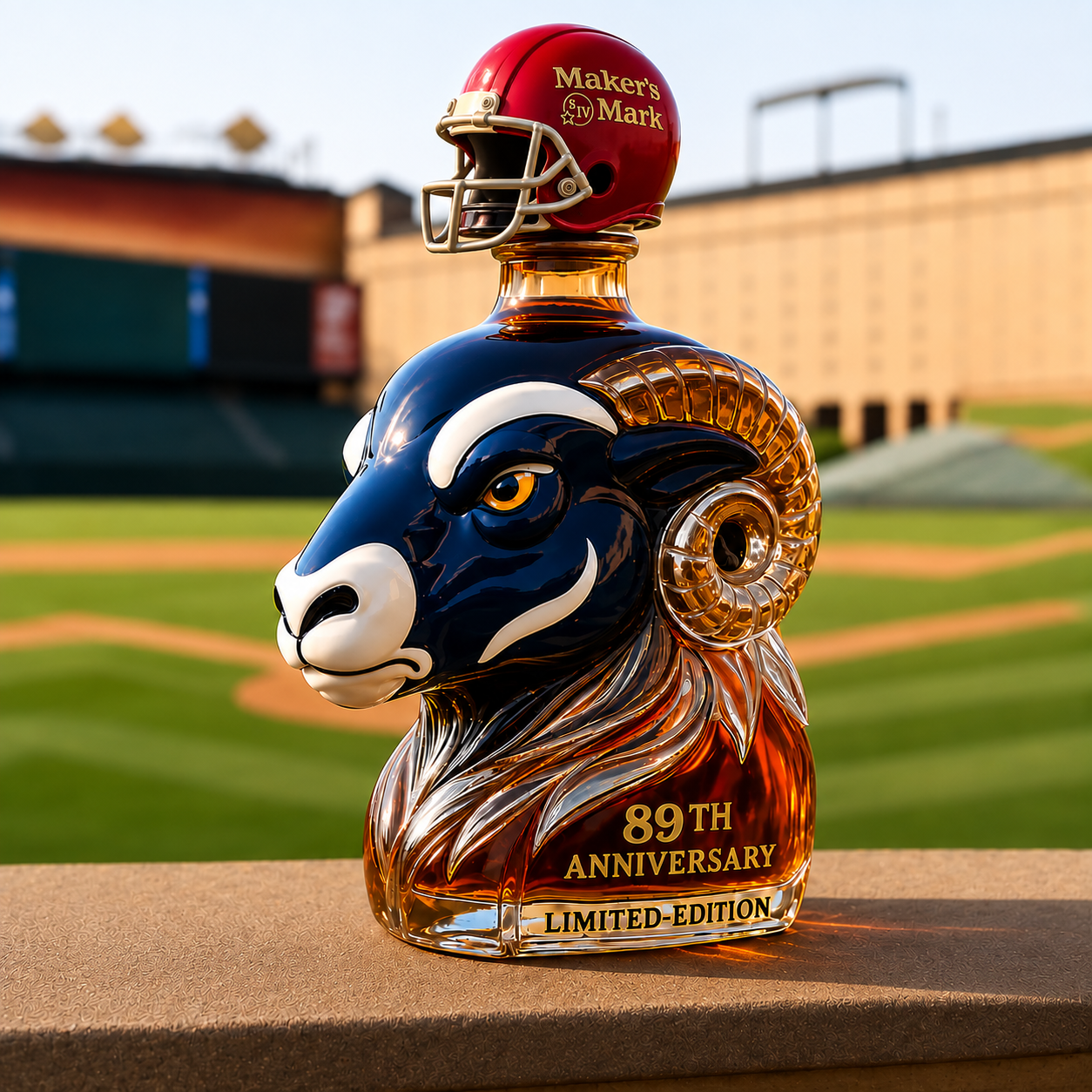Los Angeles Rams 89th Anniversary Whiskey Bottle